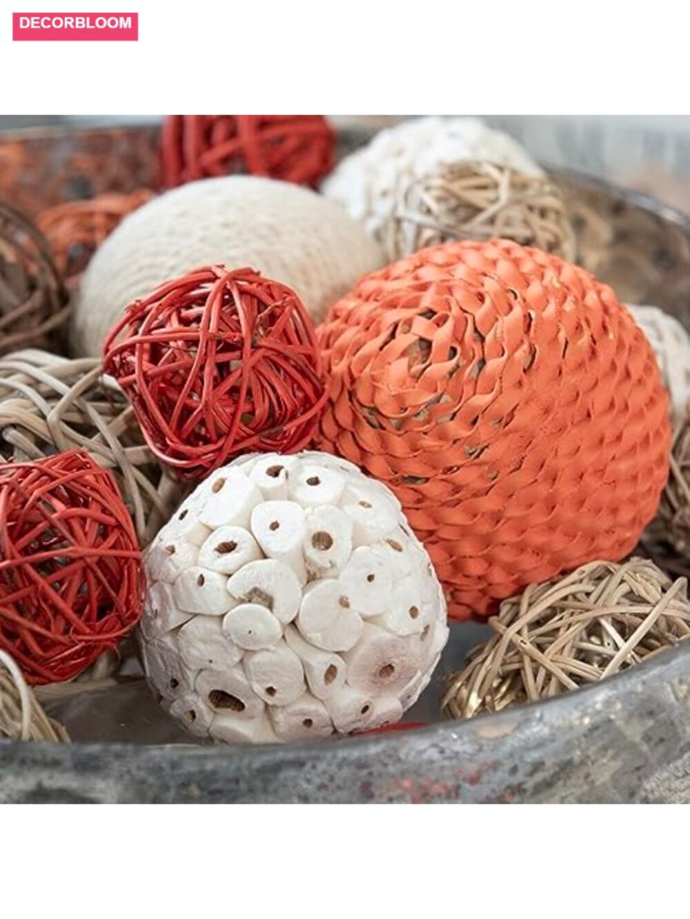 Set of 9 Rustic Decorative Balls & Orbs for Bowl Filler Home Accent - Picture 6 of 6